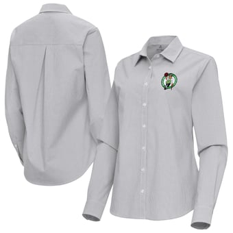 Women's Antigua Gray Boston Celtics Porter Woven Long Sleeve Button-Up Shirt