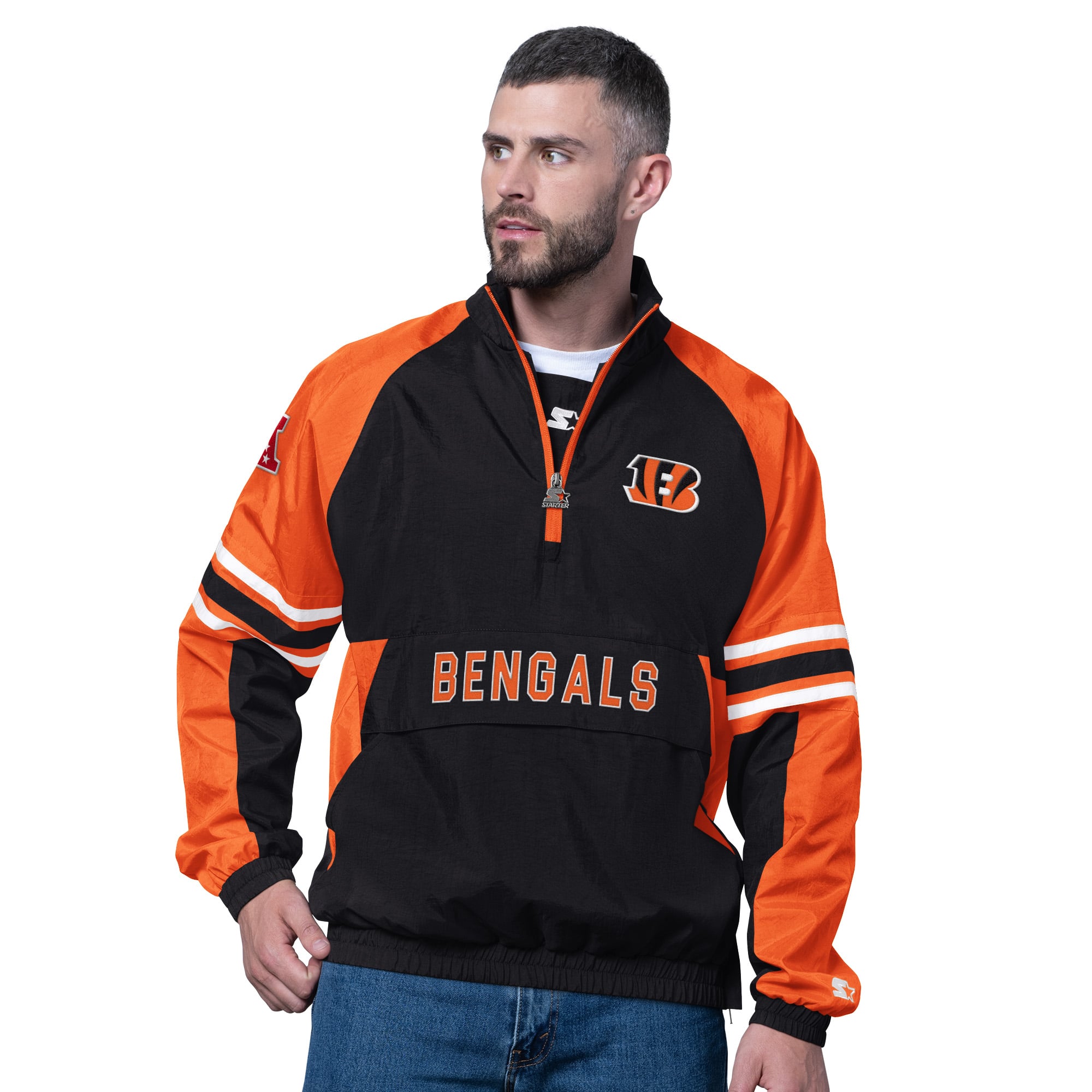 Men’s Starter Black Cincinnati Bengals Prospect Half-Zip Pullover Men’s Starter Black Cincinnati Bengals Prospect Half-Zip Pullover