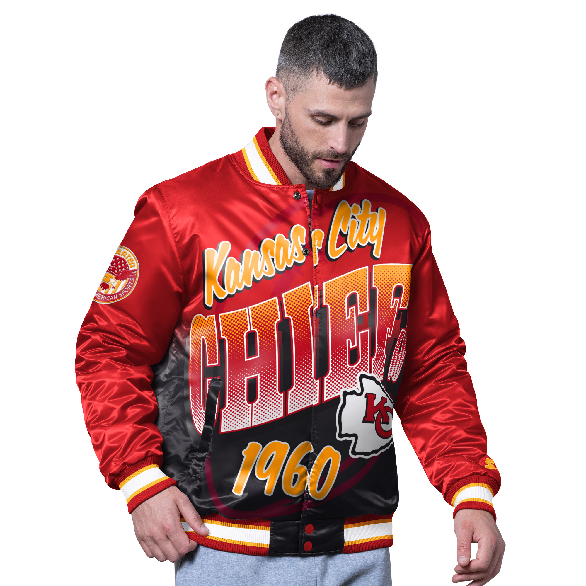 Men's Starter Red Kansas City Chiefs Pass Rush Varsity Full-Snap Jacket