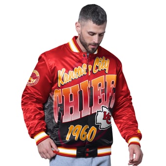 Men's Starter Red Kansas City Chiefs Pass Rush Varsity Full-Snap Jacket