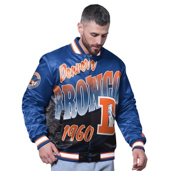 Men's Starter Royal Denver Broncos Retro Pass Rush Varsity Full-Snap Jacket