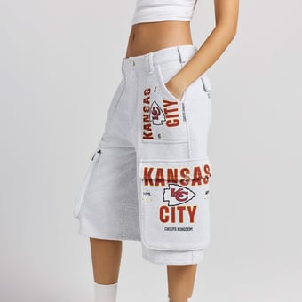 Women's Heather Gray Kansas City Chiefs Fleece Cargo Shorts