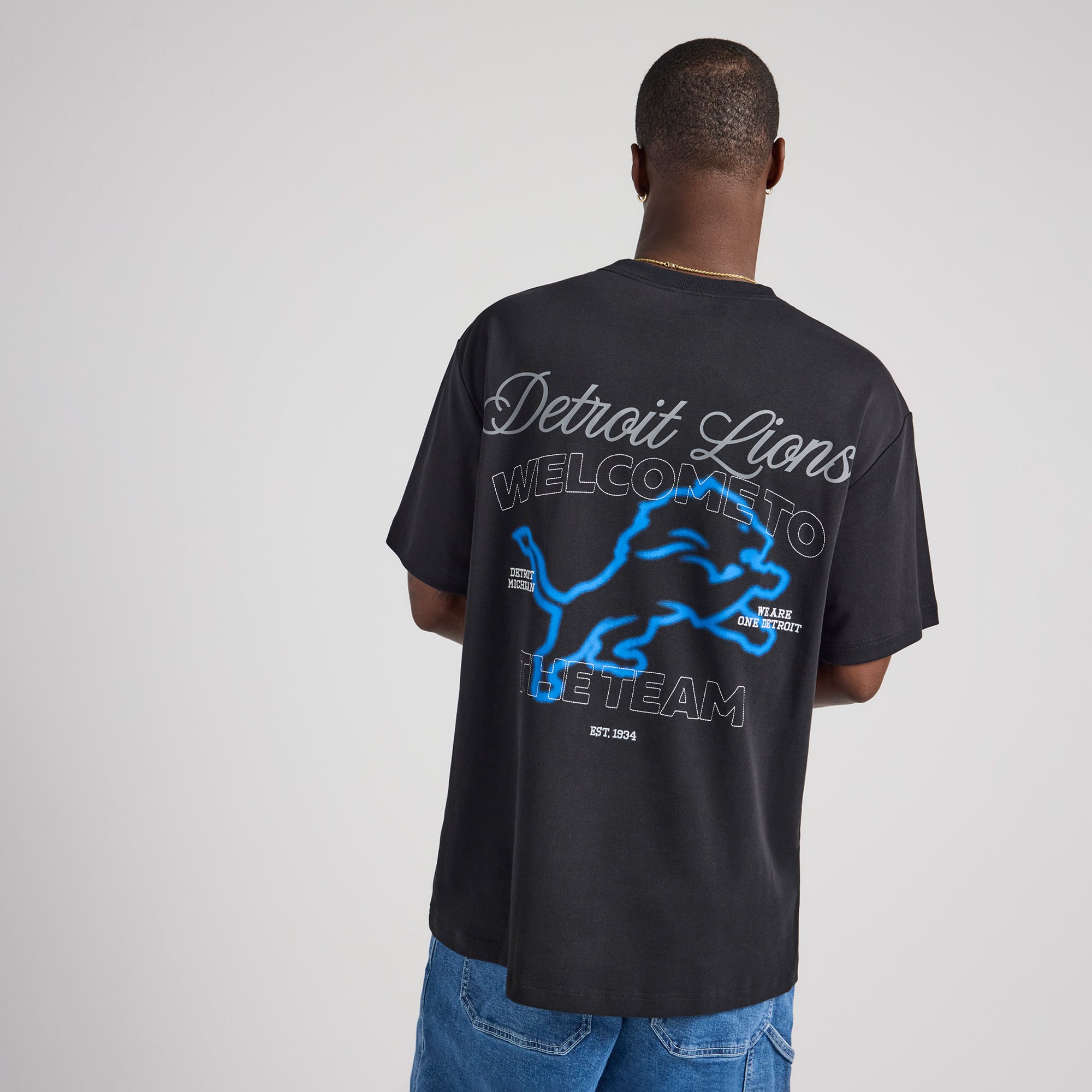Camiseta gráfica unisex negra de los Detroit Lions