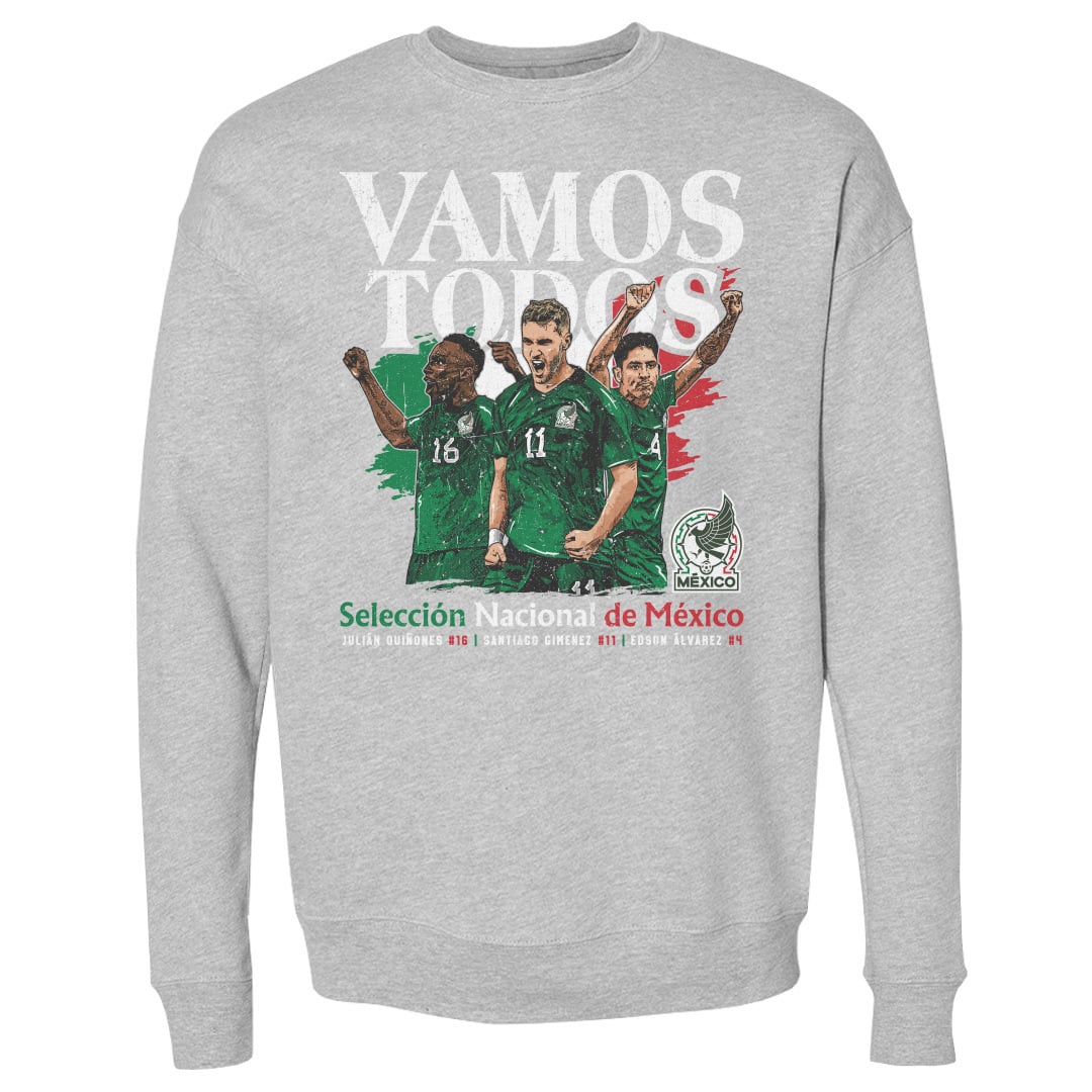 Men's 500 Level Heather Gray Mexico National Team Vamos Todos Julián Quiñones, Santiago Giménez & Edson Álvarez Pullover Sweatshirt