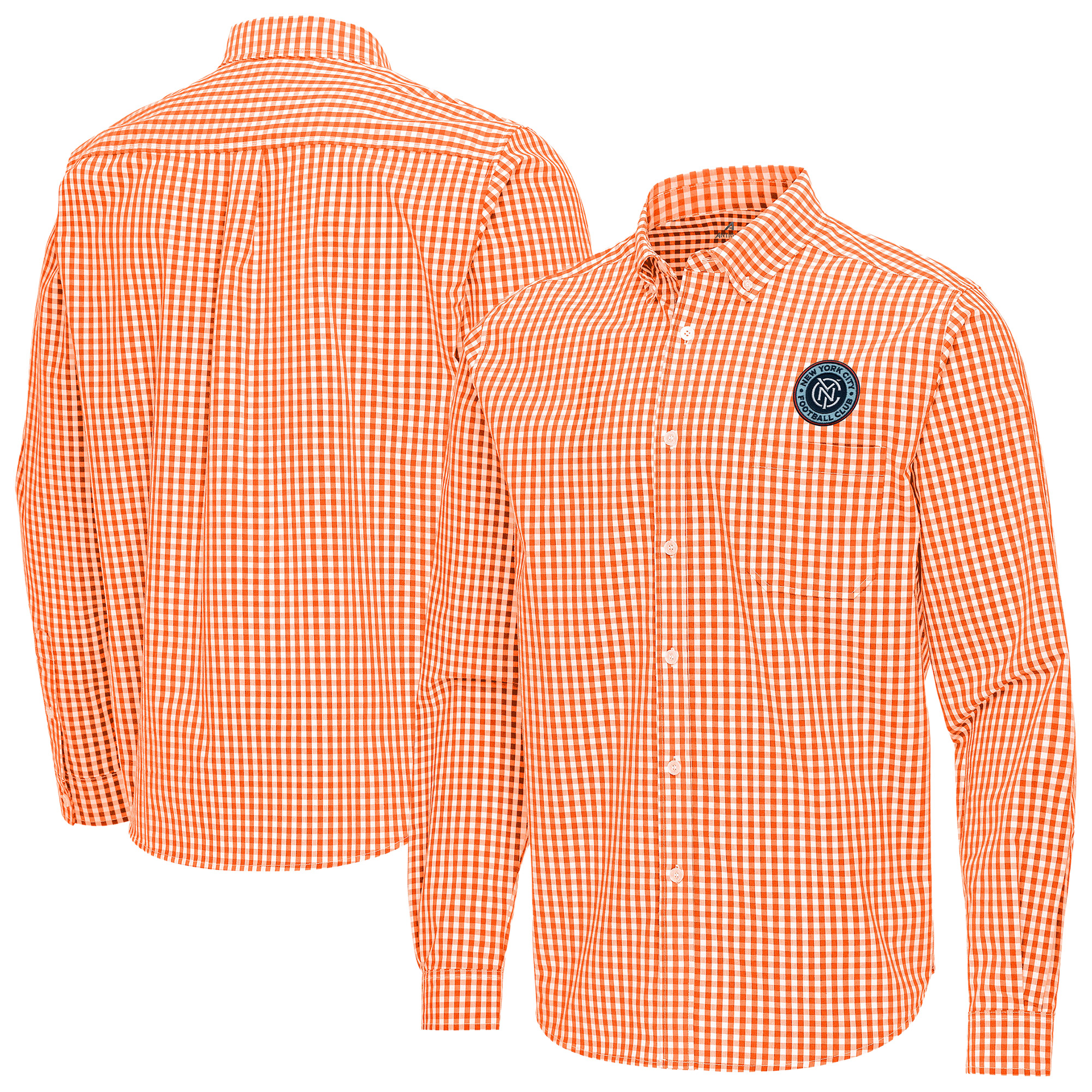 Men’s Antigua Orange New York City FC Ellis Tri-Blend Long Sleeve Button-Down Shirt Men’s Antigua Orange New York City FC Ellis Tri-Blend Long Sleeve Button-Down Shirt