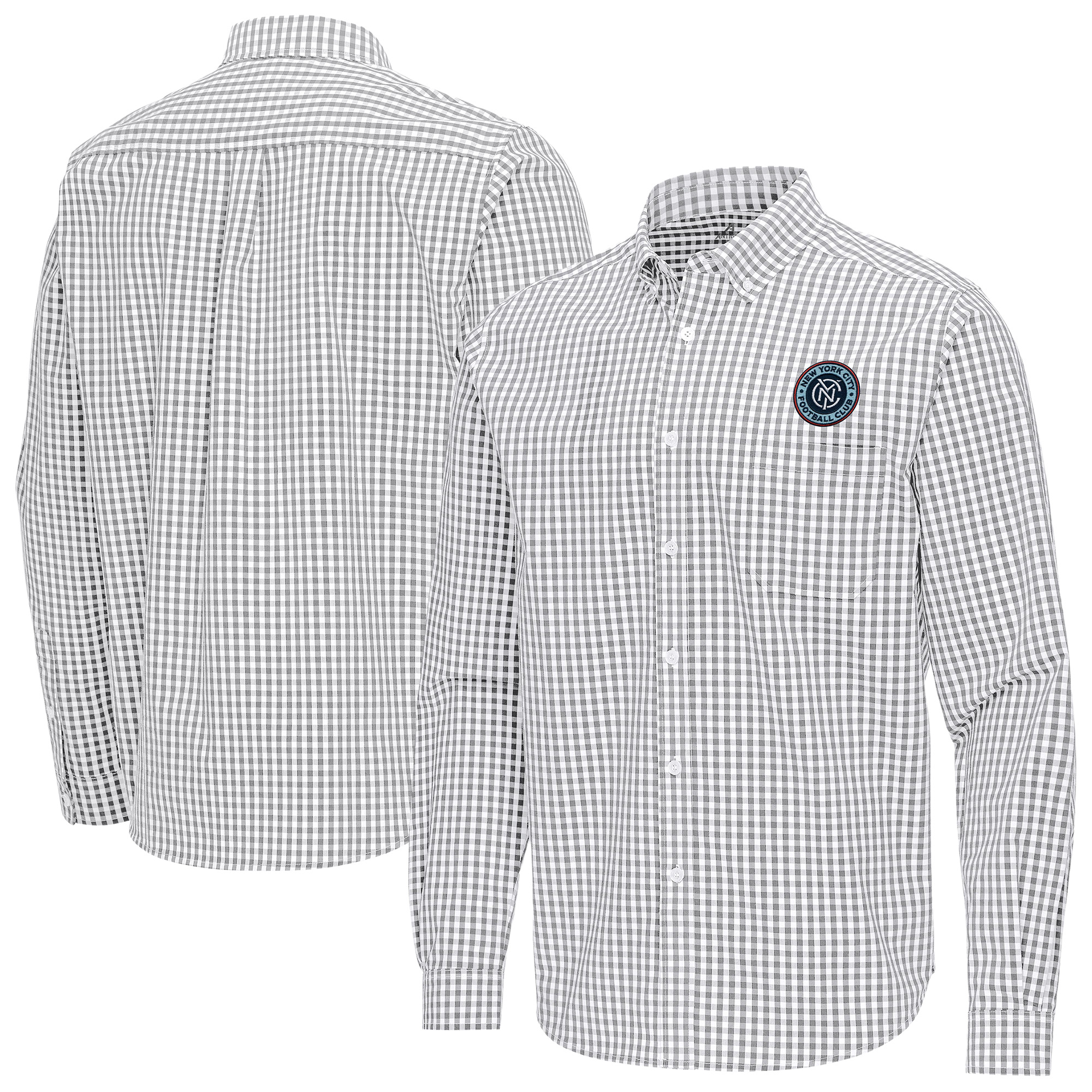 Men’s Antigua Gray New York City FC Ellis Tri-Blend Long Sleeve Button-Down Shirt Men’s Antigua Gray New York City FC Ellis Tri-Blend Long Sleeve Button-Down Shirt