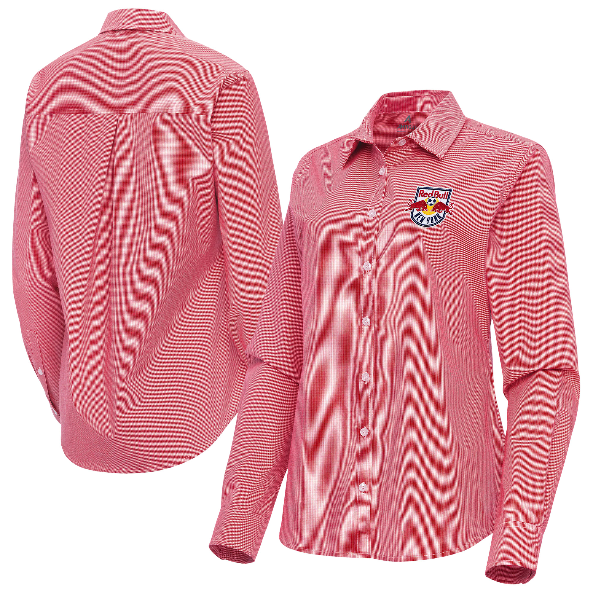 Women’s Antigua Red New York Red Bulls Porter Woven Tri-Blend Long Sleeve Button-Up Shirt Women’s Antigua Red New York Red Bulls Porter Woven Tri-Blend Long Sleeve Button-Up Shirt