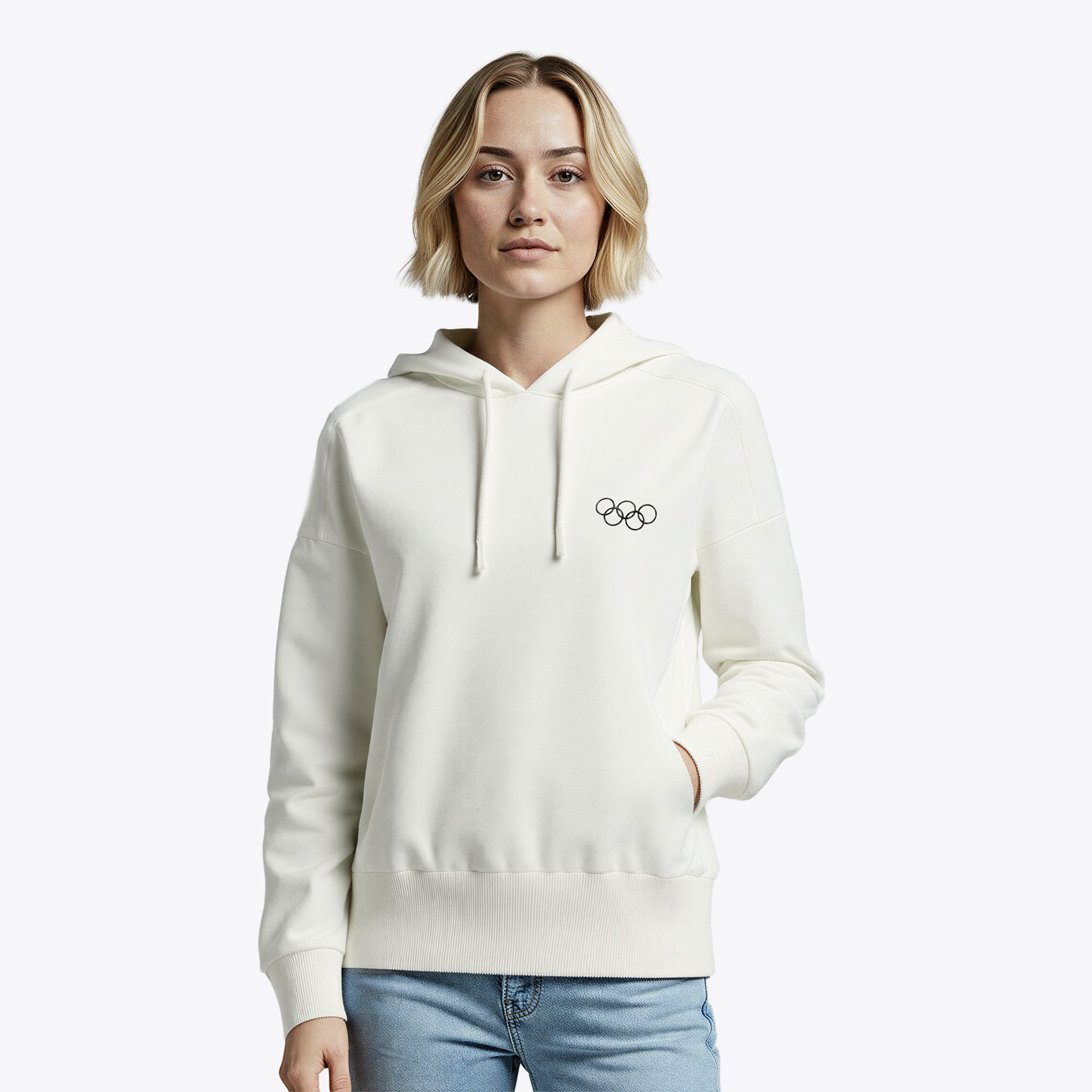 Felpa con cappuccio Olympic Collection Studio Fleece - Crema - Donna