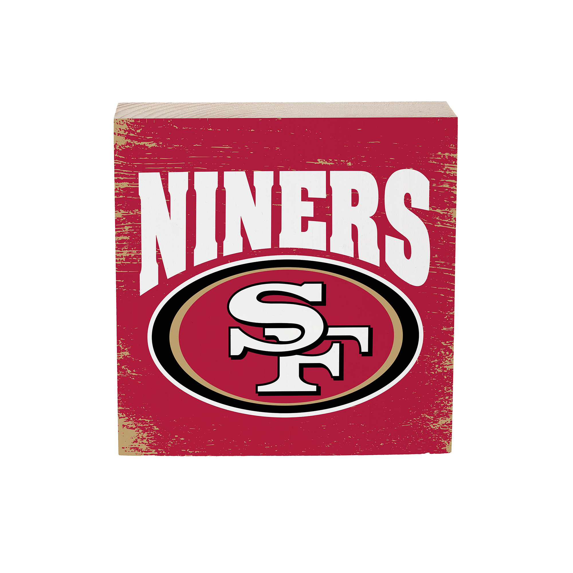 San Francisco 49ers 6" Square Fan Chant Wood Block Shelf Sign