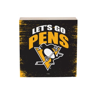 Pittsburgh Penguins 6" Square Fan Chant Wood Block Shelf Sign
