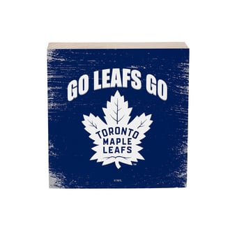 Toronto Maple Leafs 6" Square Fan Chant Wood Block Shelf Sign