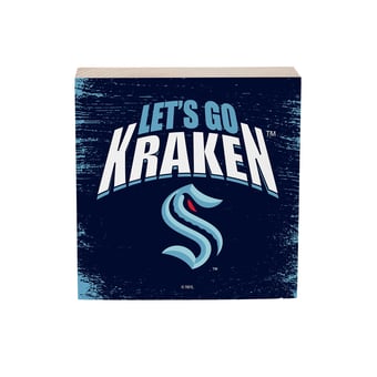 Seattle Kraken 6" Square Fan Chant Wood Block Shelf Sign