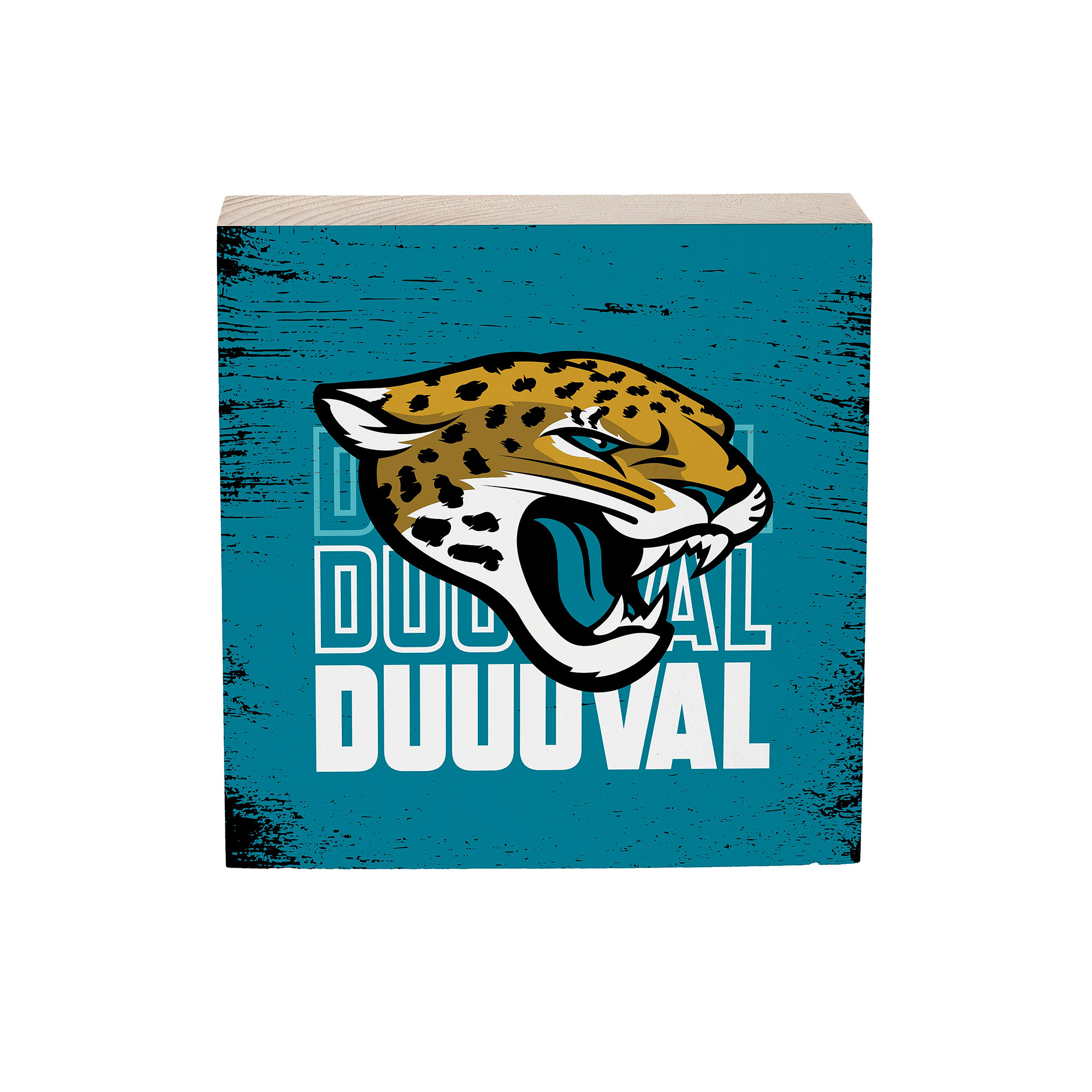 Jacksonville Jaguars 6" Square Fan Chant Wood Block Shelf Sign