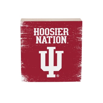 Indiana Hoosiers 6" Square Fan Chant Wood Block Shelf Sign