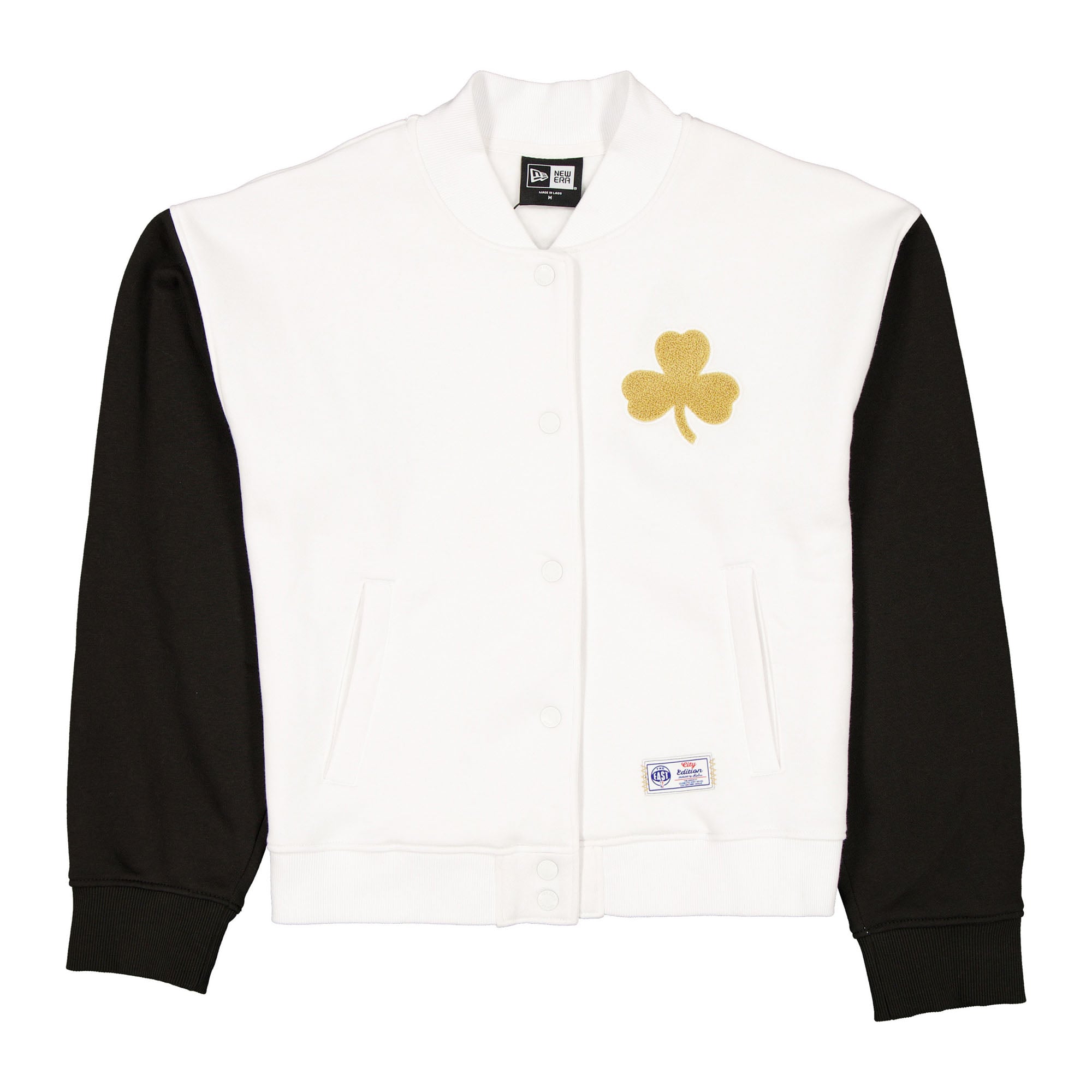 Women's New Era White/Black Boston Celtics 2025/26 City Edition Full-Snap Fleece Jacket