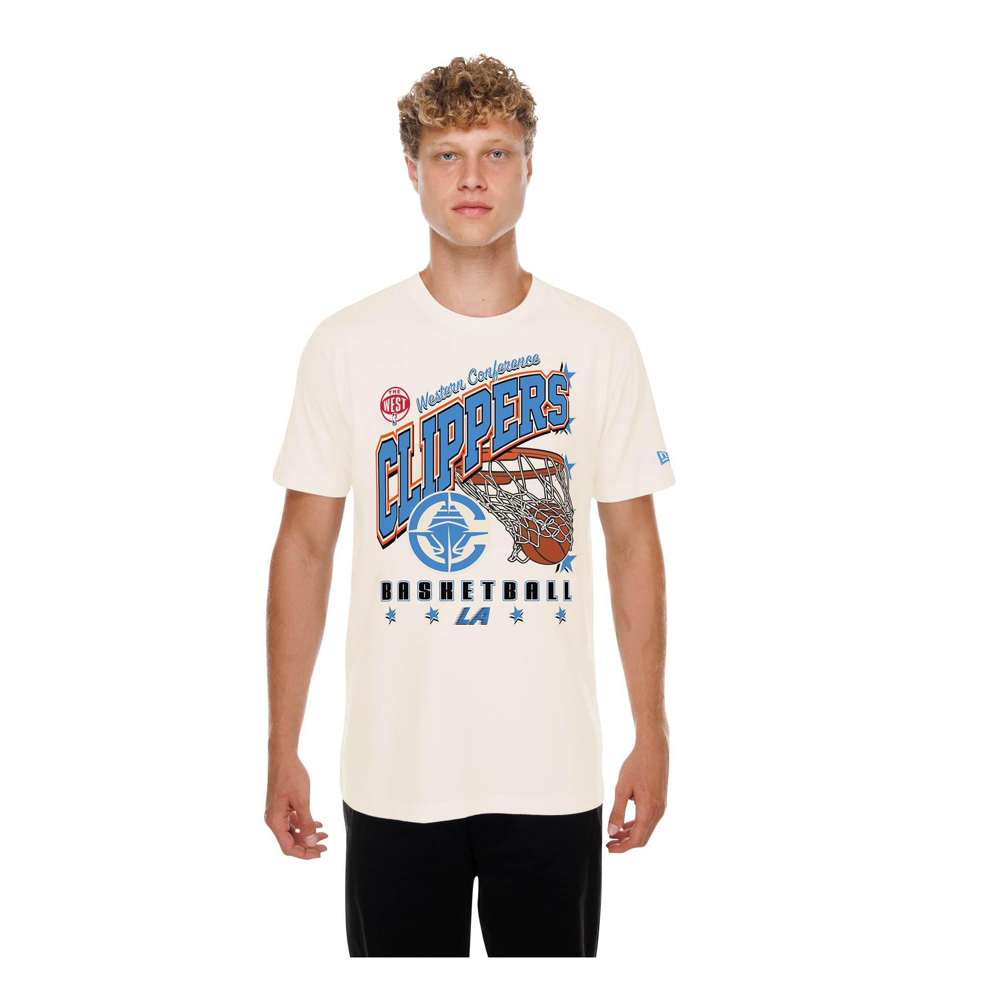 Men's New Era  Cream LA Clippers Oversized City Edition Remix Vintage T-Shirt