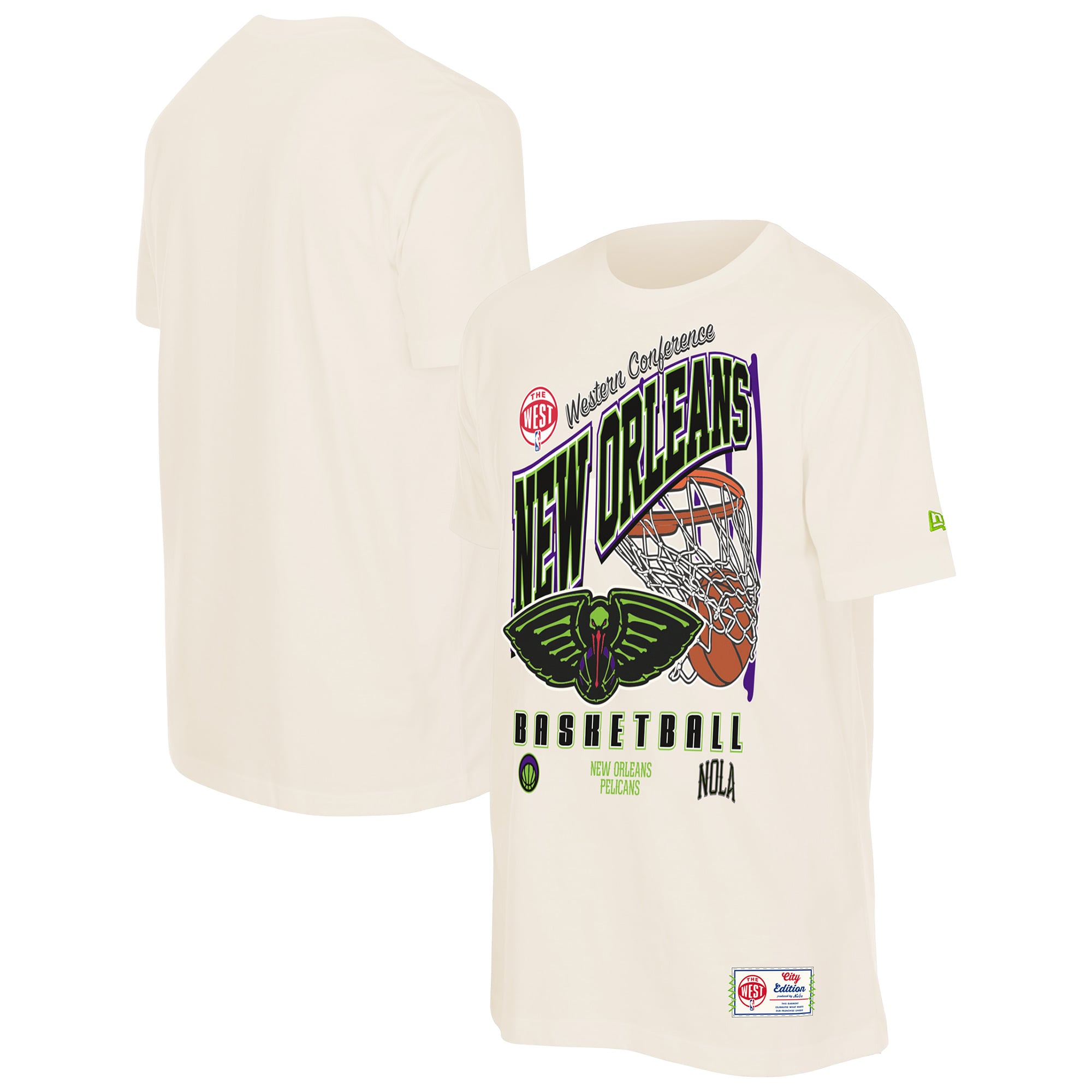 Men's New Era  Cream New Orleans Pelicans Oversized City Edition Remix Vintage T-Shirt