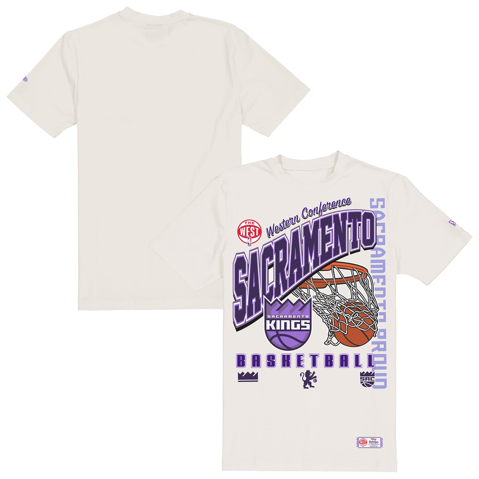 Men's New Era Cream Sacramento Kings Oversized City Edition Remix Vintage T-Shirt