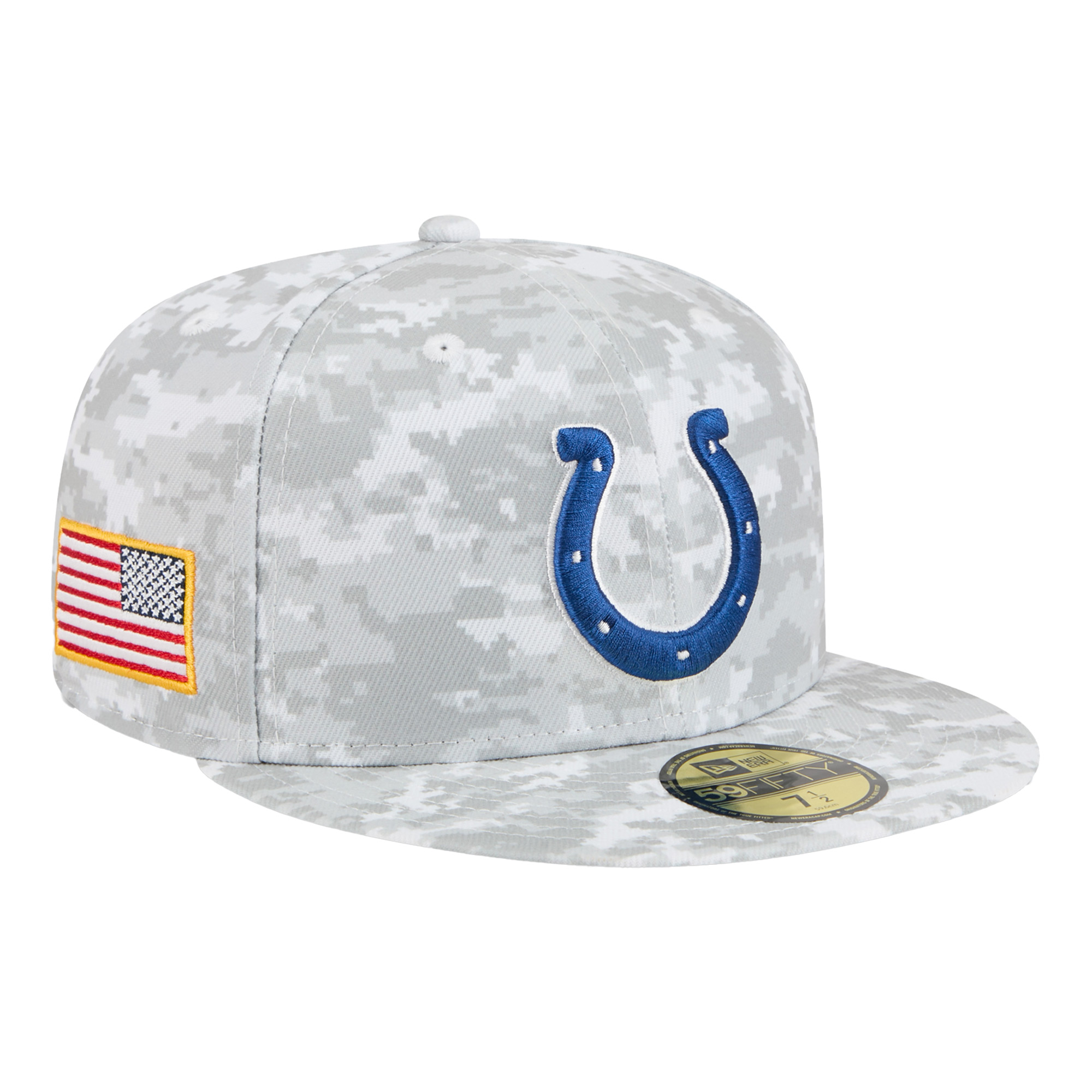 Men's New Era White Indianapolis Colts 2025 Salute to Service Fan Pack 59FIFTY Fitted Hat