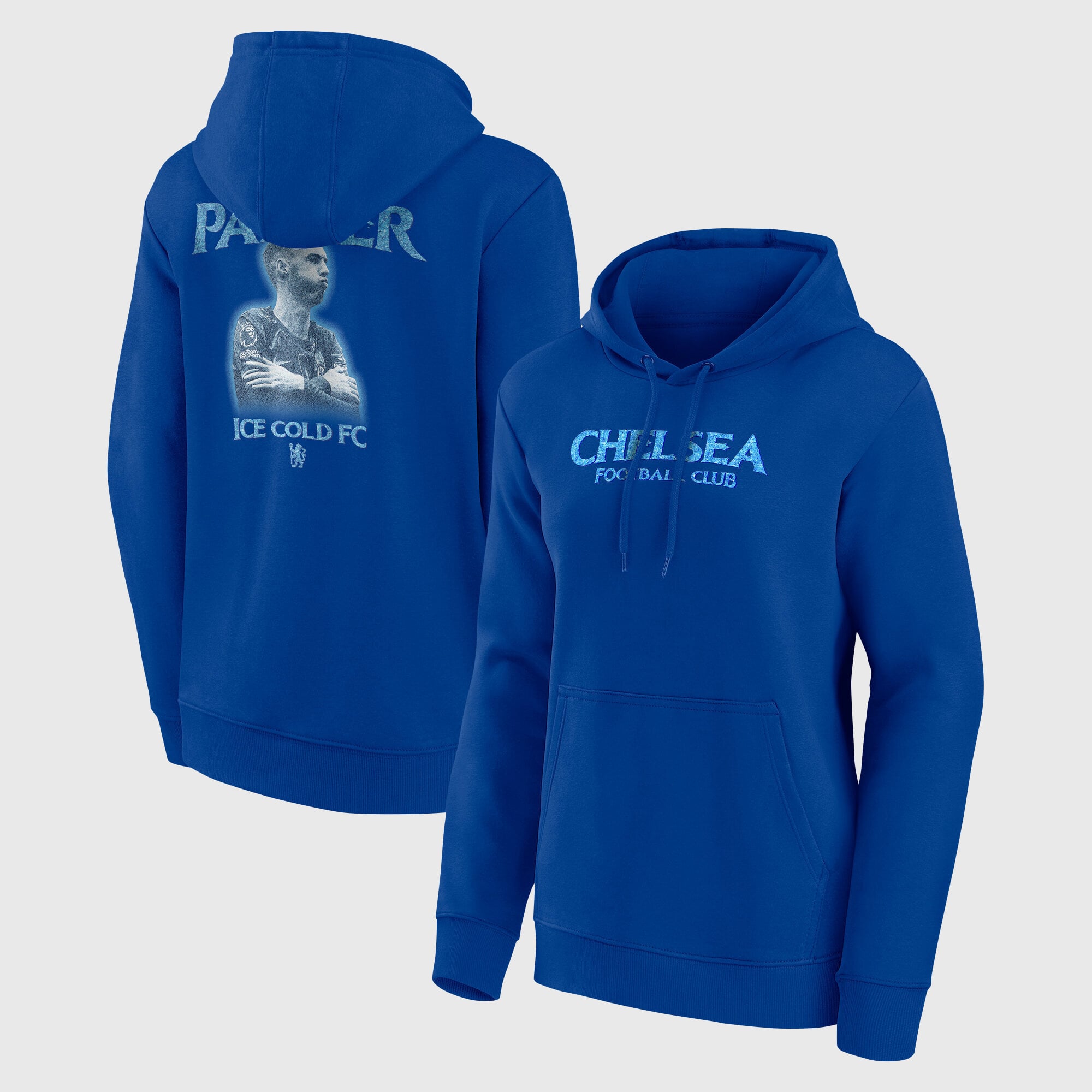 Sudadera con capucha gráfica Chelsea Cole Palmer Ice Cold FC - Azul real - Mujer