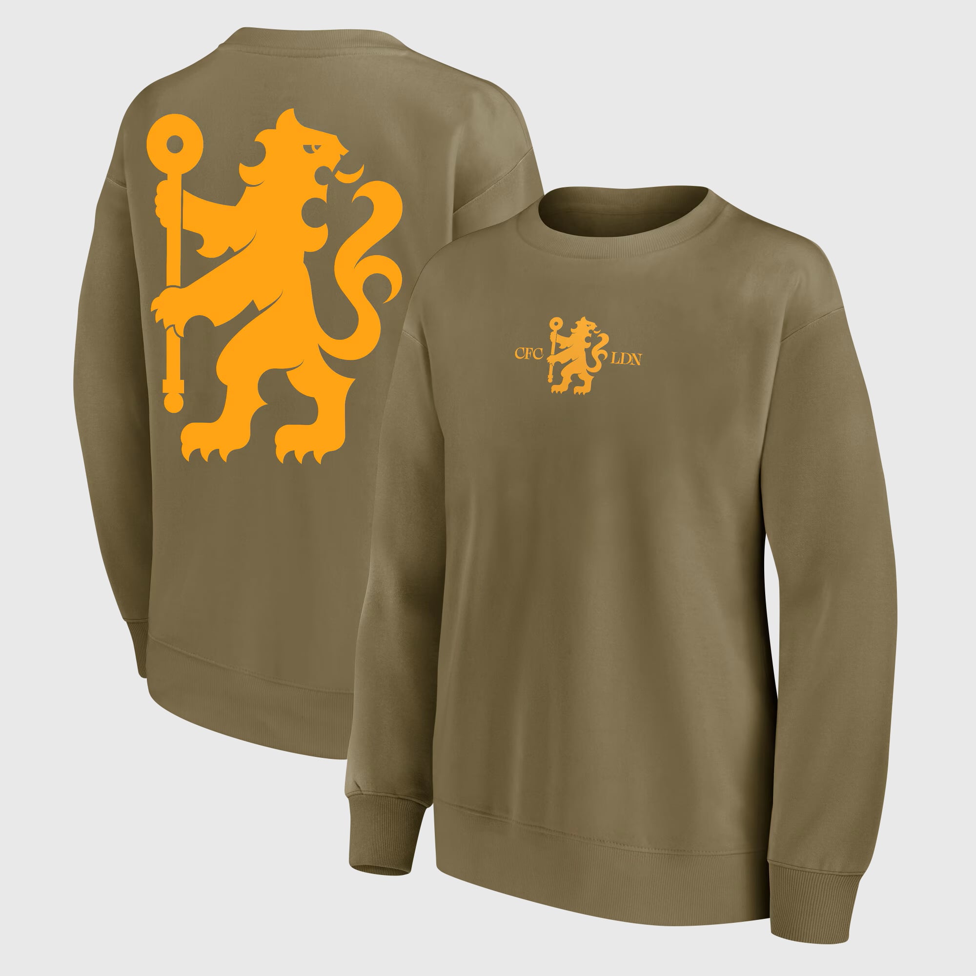 Sweat-shirt ras du cou oversize Chelsea Rampant Lion Fashion - Kaki - Femme