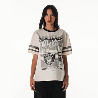Women's The Wild Collective  Cream Las Vegas Raiders Vintage Drop Shoulder Oversized Boyfriend T-Shirt