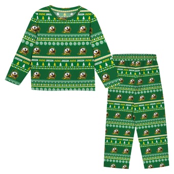 Infant & Newborn Outerstuff Green Oregon Ducks Ugly Sweater Pajama Set
