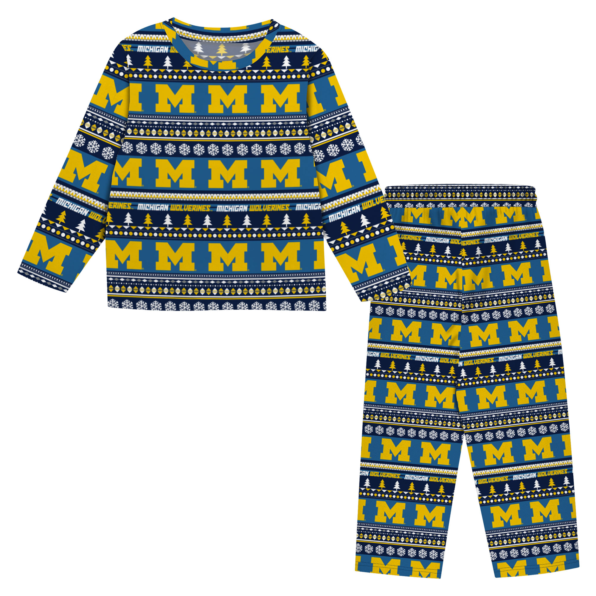 Infant & Newborn Outerstuff  Navy Michigan Wolverines Ugly Sweater Pajama Set