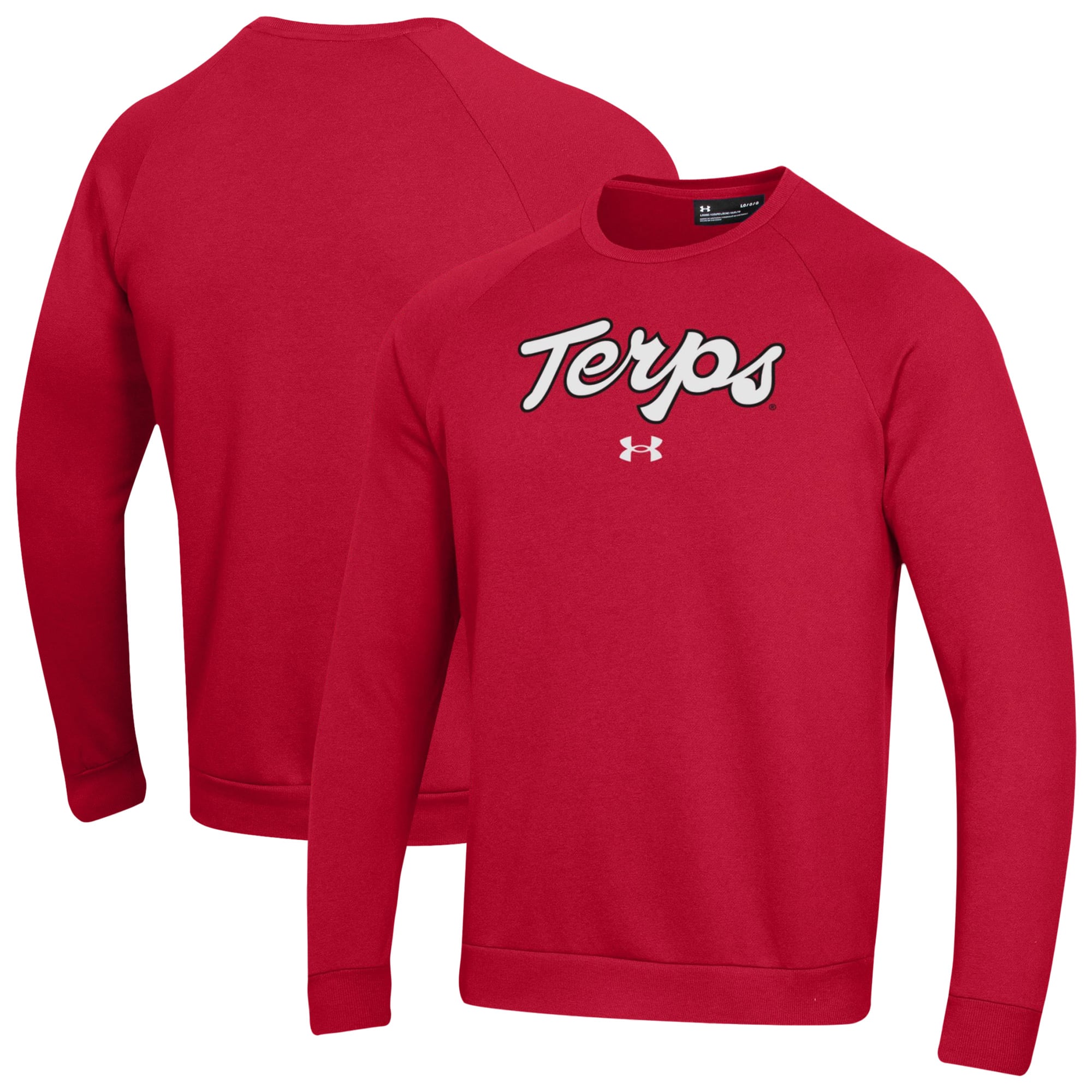 Men's Under Armour Red Maryland Terrapins Script Fleece Pullover Sweatshirt