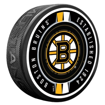 Boston Bruins Ribbon Hockey Puck
