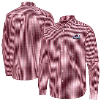 Men's Antigua Burgundy Colorado Avalanche Ellis Tri-Blend Long Sleeve Button-Down Shirt