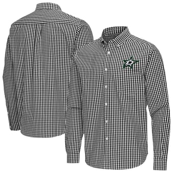Men's Antigua Black Dallas Stars Ellis Tri-Blend Long Sleeve Button-Down Shirt