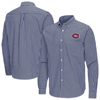 Men's Antigua Navy Montreal Canadiens Ellis Tri-Blend Long Sleeve Button-Down Shirt