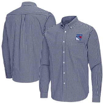 Men's Antigua Navy New York Rangers Ellis Tri-Blend Long Sleeve Button-Down Shirt