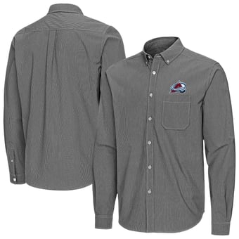 Men's Antigua Black Colorado Avalanche Porter Woven Tri-Blend Long Sleeve Button-Down Shirt