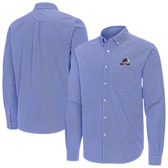 Men's Antigua Royal Colorado Avalanche Porter Woven Tri-Blend Long Sleeve Button-Down Shirt