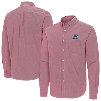 Men's Antigua Burgundy Colorado Avalanche Porter Woven Tri-Blend Long Sleeve Button-Down Shirt