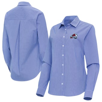 Women's Antigua Royal Colorado Avalanche Porter Woven Tri-Blend Long Sleeve Button-Up Shirt
