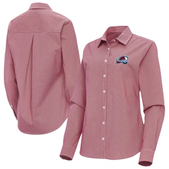 Women's Antigua Burgundy Colorado Avalanche Porter Woven Tri-Blend Long Sleeve Button-Up Shirt
