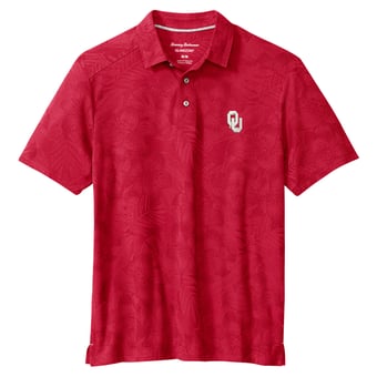 Men's Tommy Bahama Crimson Oklahoma Sooners Palm Fresco Hibiscus IslandZone® Polo