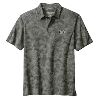 Men's Tommy Bahama Gray Georgia Bulldogs Palm Fresco Hibiscus IslandZone® Polo