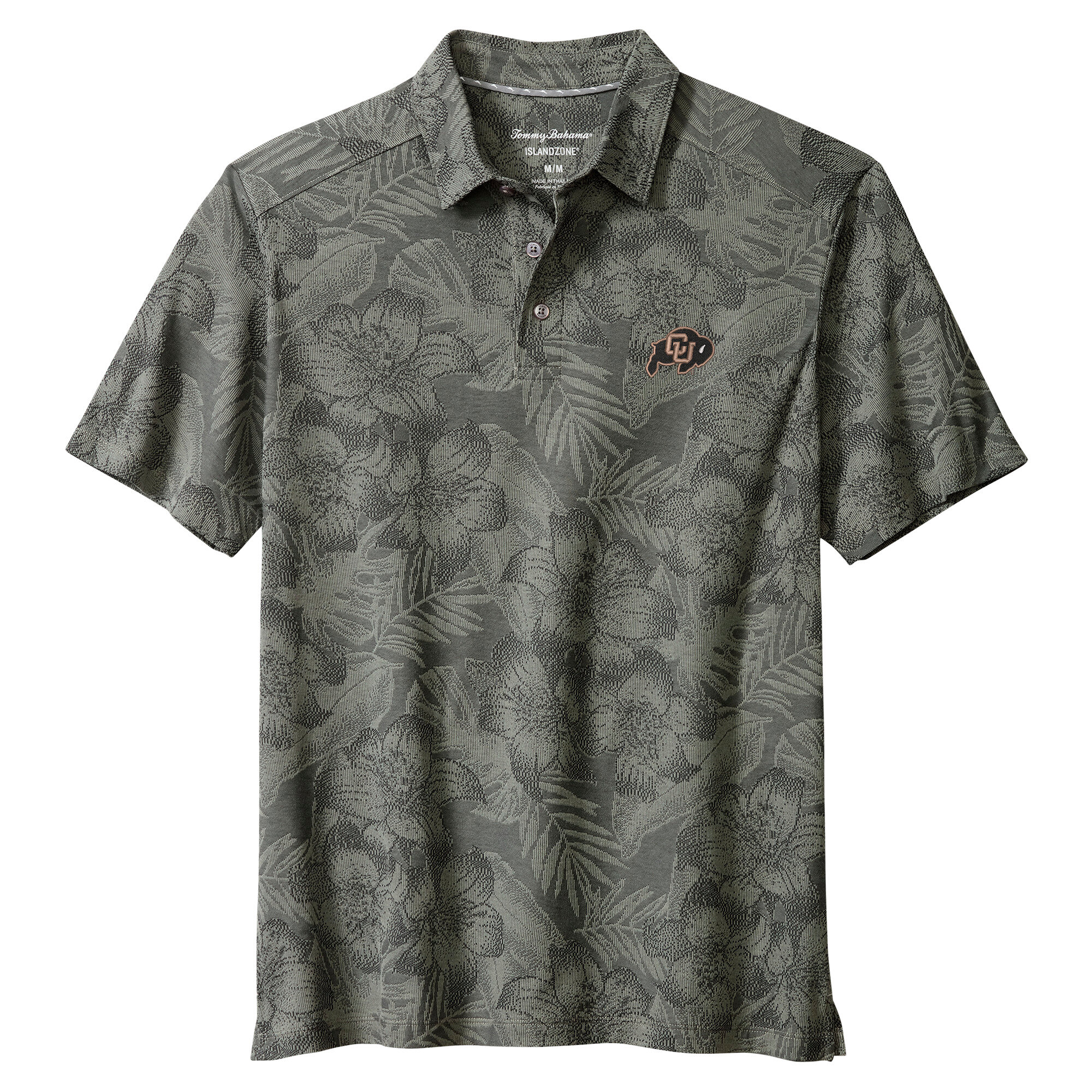 Men's Tommy Bahama Gray Colorado Buffaloes Palm Fresco Hibiscus IslandZone® Polo