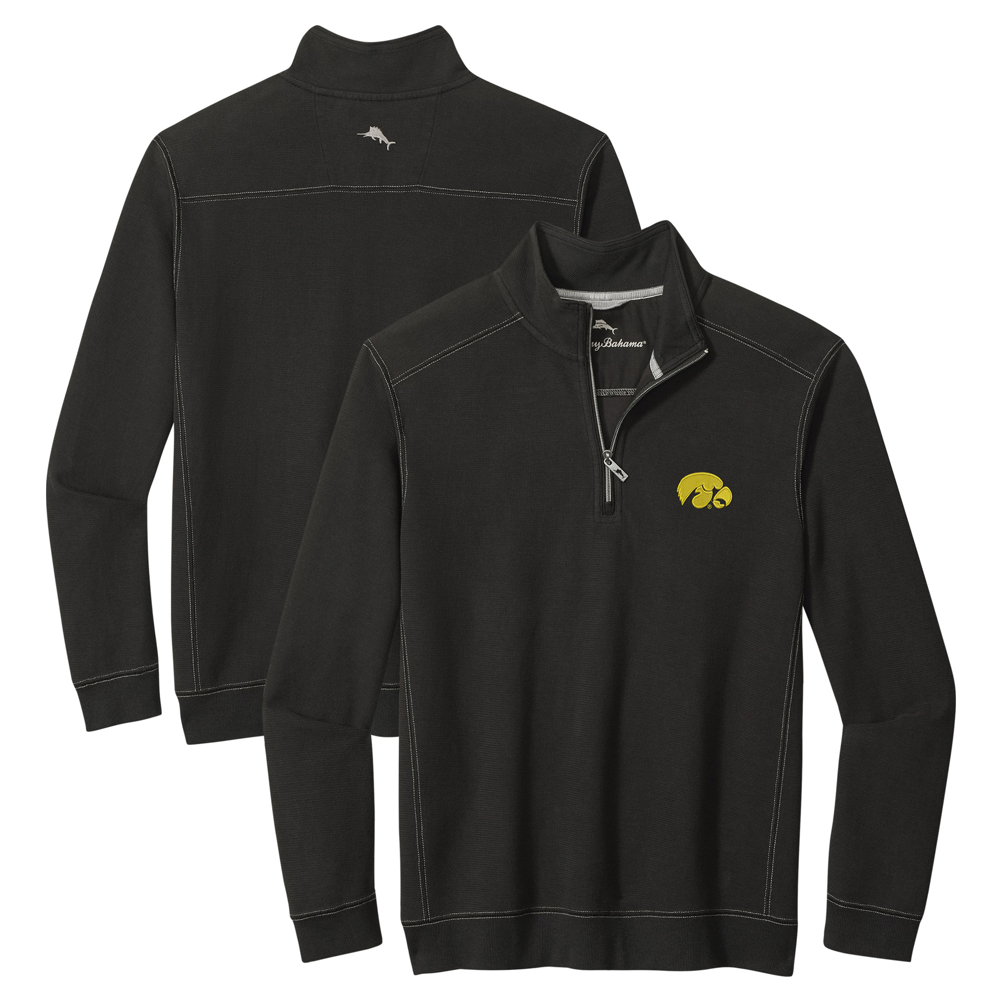 Men's Tommy Bahama Black Iowa Hawkeyes Montego Bay Half-Zip Jacket