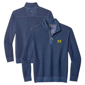 Men's Tommy Bahama Navy Michigan Wolverines Montego Bay Half-Zip Jacket
