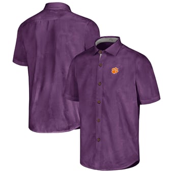 Men's Tommy Bahama  Purple Clemson Tigers Sport Coconut Point Palm Vista IslandZone Button-Up Shirt