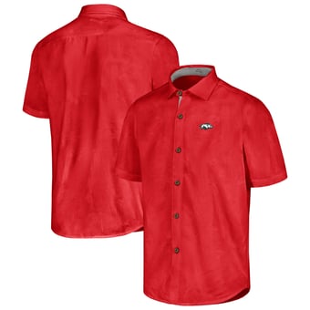 Men's Tommy Bahama  Cardinal Arkansas Razorbacks Sport Coconut Point Palm Vista IslandZone Button-Up Shirt