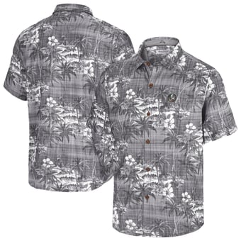 Men's Tommy Bahama Black Florida State Seminoles Coconut Point Palmetta IslandZone Camp Button-Up Shirt