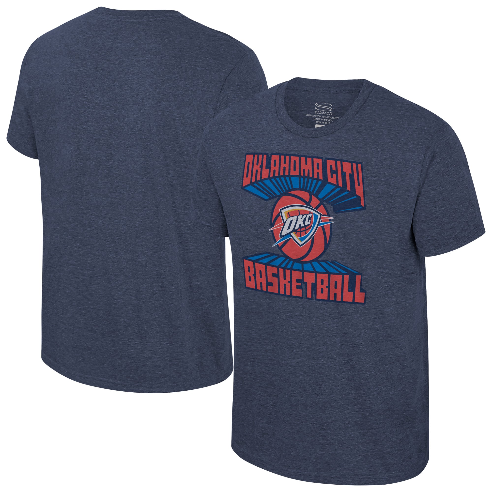 Unisex Stadium Essentials Navy Oklahoma City Thunder Club Time Tri-Blend T-Shirt