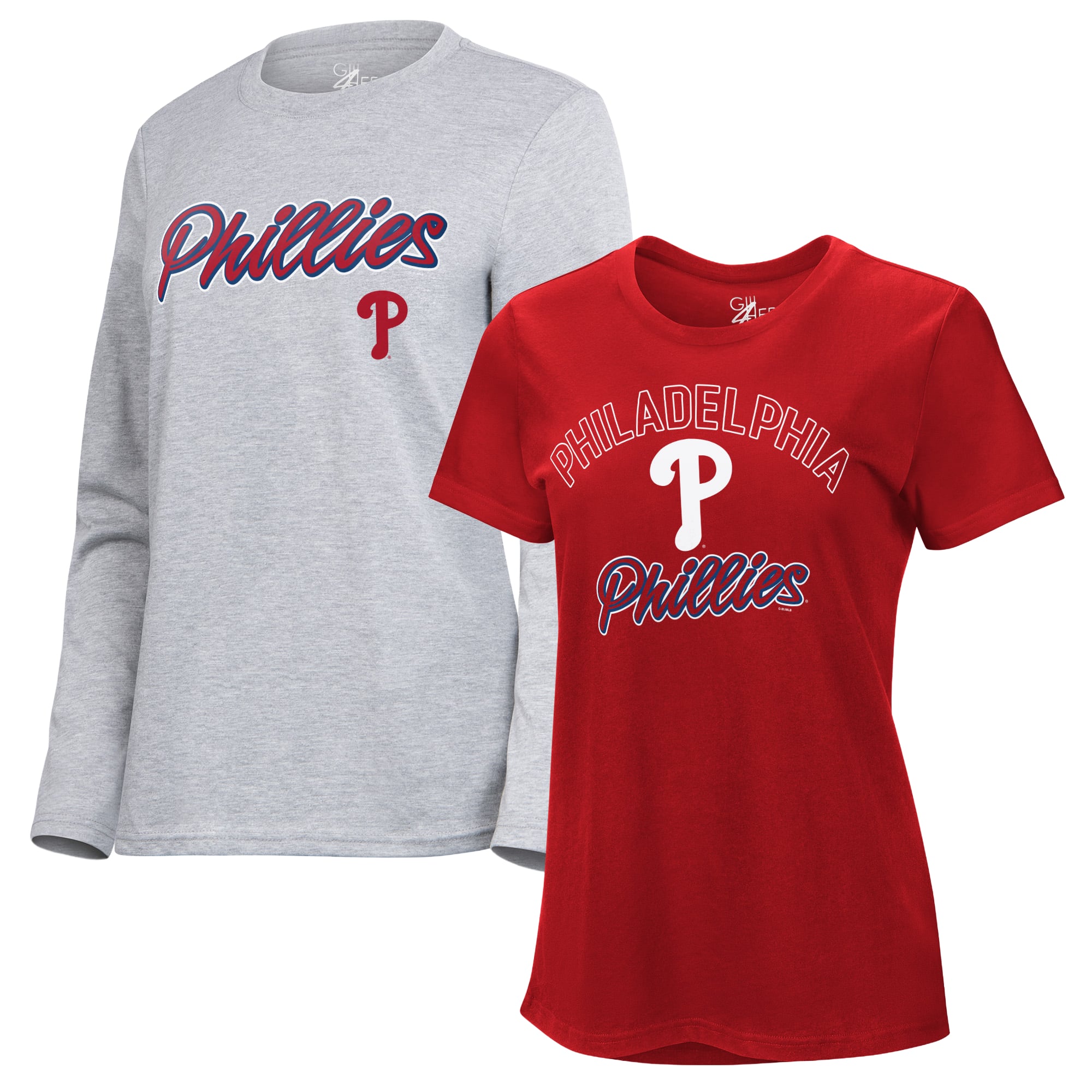 Women's G-III 4Her by Carl Banks Red/Heather Gray Philadelphia Phillies Short-Sleeve and Long-Sleeve T-Shirt Combo Pack