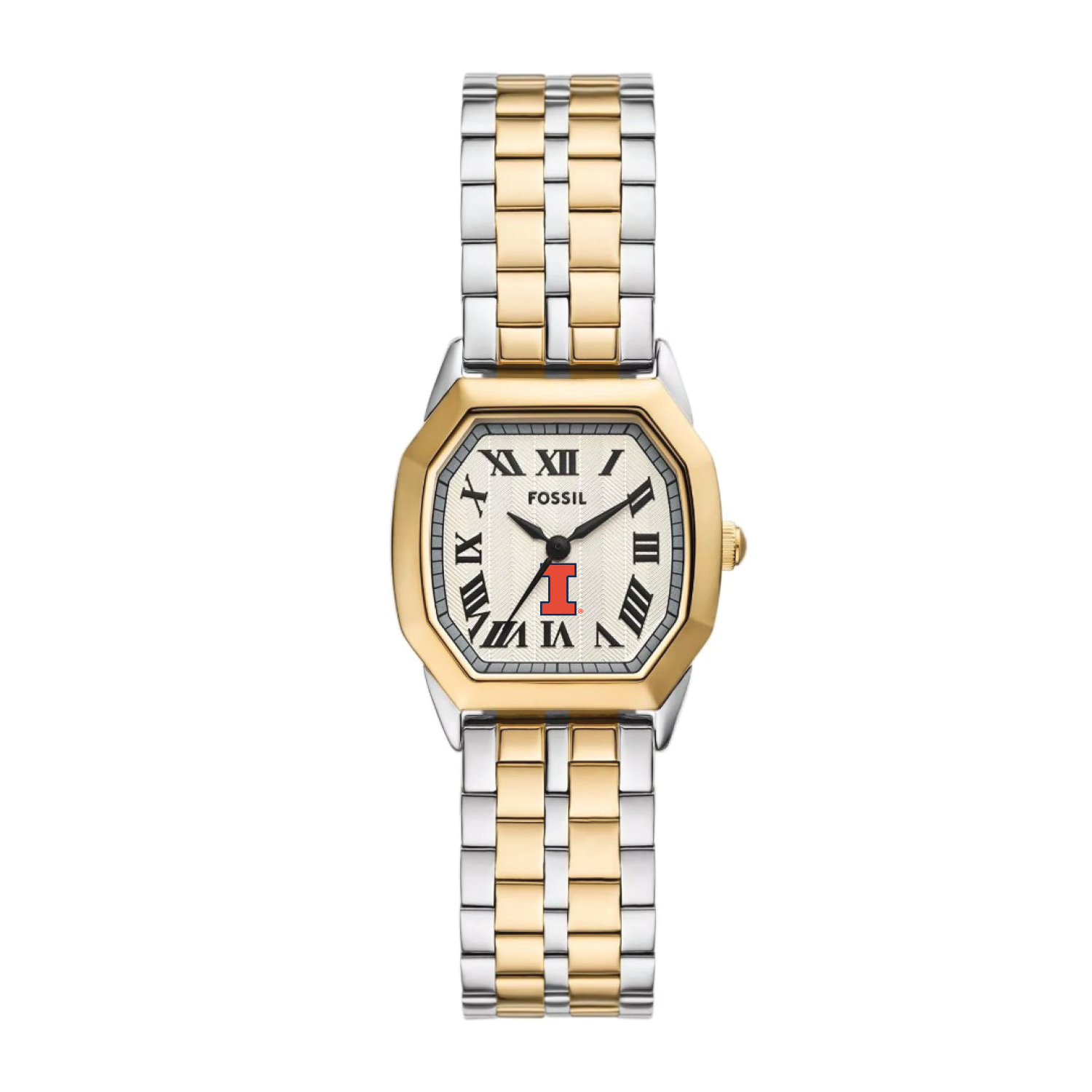 Fossil  Illinois Fighting Illini Harlow Three-Hand Two-Tone Stainless Steel Watch